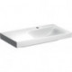 Lavabo Geberit Xeno²avec plage de dépose, 90x48cm, troude robinetterie au centre, sans trop-plein, plage de dépose à gauche, Blanc, KeraTect