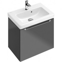 Lave-mains, 500 x 400 mm, Rectangulaire, pour robinetterie monotrou , trou de robinetterie percé, avec trop-plein, En porcelaine sanitaire Blanc