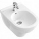 Bidets suspendus, 360 x 560 mm, pour robinetterie monotrou , trou de robinetterie percé, avec trop-plein, modèle suspendu, En porcelaine sanitaire Blanc CeramicPlus