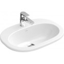 Vasques à encastrer, 560 x 405 mm, Ovale, pour robinetterie à 3 trou s, trou de robinetterie central percé, avec trop-plein, En porcelaine sanitaire, NF