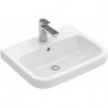 Finion, Lave-mains, 430 x 390 mm, Rectangulaire, modèle meulé, pour robinetterie monotrou , troude robinetterie percé, sans trop-plein, TitanCeram, Stone White CeramicPlus