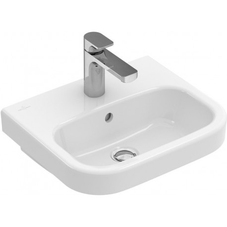 Architectura, Lave-mains, 500 x 380 mm, Rectangulaire, pour robinetterie monotrou , troude robinetterie percé,avec trop-plein, En porcelaine sanitaire
