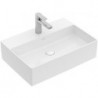 Memento 2.0, Vasques à poser, 500 x 420 mm, Rectangulaire, pour robinetterie à 3 trou s, troude robinetterie central percé,avec trop-plein, TitanCeram
