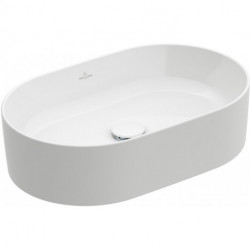 Collaro, Vasques à poser, 560 x 360 mm, Rectangulaire, pour robinetterie murale ou robinetterie surélevée, sans plage de robinetterie, sans trop-plein, Stone White CeramicPlus