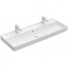 Collaro, Plans de toilette, 1200 x 470 mm, Rectangulaire, Modèle déposé, pour deux robinetteries monotrou , trou s de robinetterie percés,avec trop-plein, TitanCeram, Stone White CeramicPlus