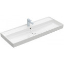 Collaro, Plans de toilette, 1200 x 470 mm, Rectangulaire, Modèle déposé, pour robinetterie à 3 trou s, troude robinetterie central percé,avec trop-plein, TitanCeram, Stone White CeramicPlus
