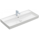 Collaro, Plans de toilette, 1000 x 470 mm, Rectangulaire, Modèle déposé, pour robinetterie à 3 trou s, troude robinetterie central percé,avec trop-plein, TitanCeram, Blanc CeramicPlus