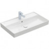 Collaro, Plans de toilette, 800 x 470 mm, Rectangulaire, Modèle déposé, pour robinetterie à 3 trou s, troude robinetterie central percé,avec trop-plein, TitanCeram, Blanc CeramicPlus