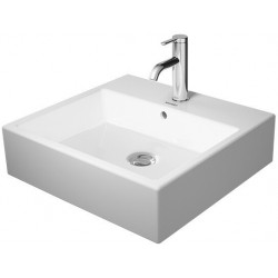 Lavabo Duravit VERO AIR sans trop pleinavec plage de robinettrie geschl 500x470mm 1 trou de robinetterie blanc
