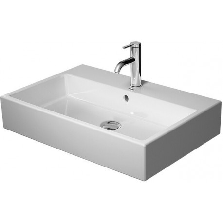 Lavabo Duravit VERO AIR sans trop pleinavec plage de robinettrie geschl 700x470mm 1 trou de robinetterie blanc