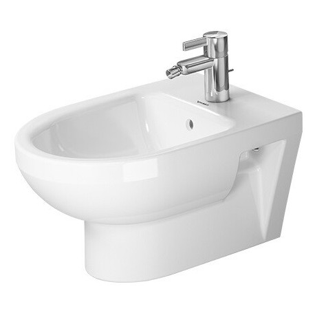Bidet mural DURASTYLE BASICavec trop plein plage de robinettrie 370x540mm 1 trou de robinetterie blanc 