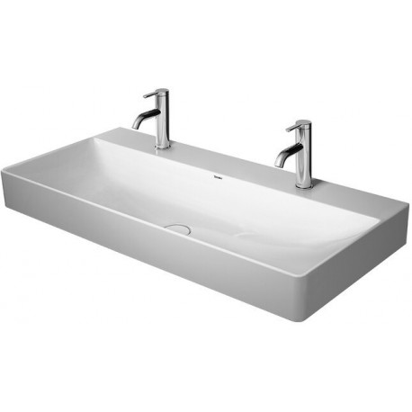 Lavabo Duravit DURASQUARE sans trop pleinavec plage de robinettrie 2 trous de robinetterie 1000x470mm blanc
