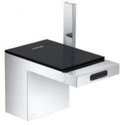 mitigeur bidet, bonde push-open chromée/verre noir