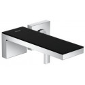 mitigeur lavabo encastré, bonde à écoulement libre chromée/verre noir