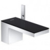 mitigeur lavabo 70, bonde push-open chromée/verre noir