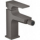 mitigeur bidet poignée manette, bonde Push-Open noir chromé brossé