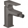 mitigeur bidet poignée manette, bonde Push-Open noir chromé brossé
