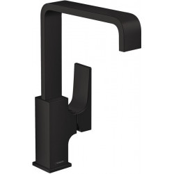 mitigeur de lavabo 230 poignée manette, bonde Push-Open noir mat