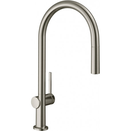 mitigeur de cuisine 210,avec douchette extractible 1 jet aspect acier inox
