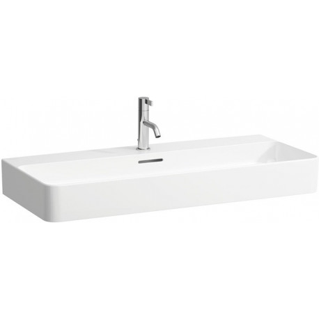 Vasque à poser VAL 950 x 420 mm avec trop-plein, 3 trous de robinetterie design blanc LAUFEN