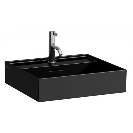 Vasque à poser KARTELL 500 x 460 mm, dessous rectifié avec trop-plein, noir LAUFEN sans trou pour robinet