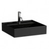 Vasque à poser KARTELL 500 x 460 mm, dessous rectifié avec trop-plein, noir LAUFEN sans trou pour robinet