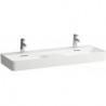 Lavabo double VAL 1200 x 400 mm, avec trou pour robinetterie, avec trop-plein blanc LAUFEN