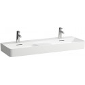 Lavabo double VAL 1200 x 400 mm, 3 trous pour robinetterie, avec trop-plein blanc LAUFEN