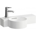 Lave-mains VAL 550 x 315 mm, 1 trou pour robinetterie, avec trop-plein blanc mat LAUFEN
