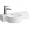 Lave-mains VAL 550 x 315 mm, 1 trou pour robinetterie, avec trop-plein blanc mat LAUFEN