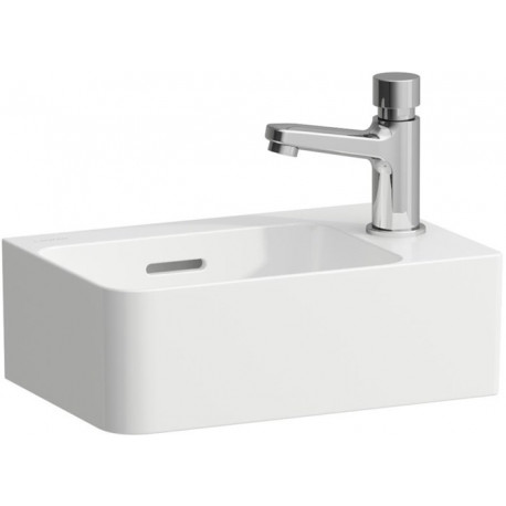 Lave-mains VAL 340 x 220 mm, 1 trou pour robinet, avec trop-plein blanc LAUFEN