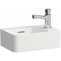 Lave-mains VAL 340 x 220 mm, 1 trou pour robinet, avec trop-plein blanc LAUFEN