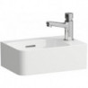 Lave-mains VAL 340 x 220 mm, 1 trou pour robinet, avec trop-plein blanc LAUFEN