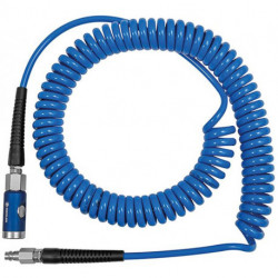 Tuyau spirale PU bleu raccord de sécurité et bouchon NW74 10x65mm 10m RIEGLER