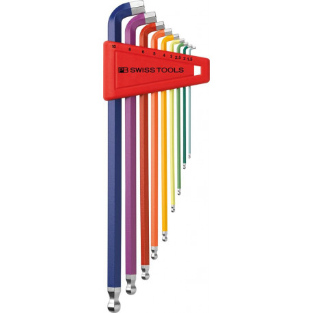 Set Clé allen en support plastique 9-unités 15-10mm 100 DegréRainbow PB Swiss Tools
