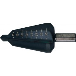 Jeu de forets perce-tôle de précision, acier à coupe rapide, revêtement traité à la vapeur, Capacité de perçage : 40-61 mm, Taille 6, Long. totale 103 mm