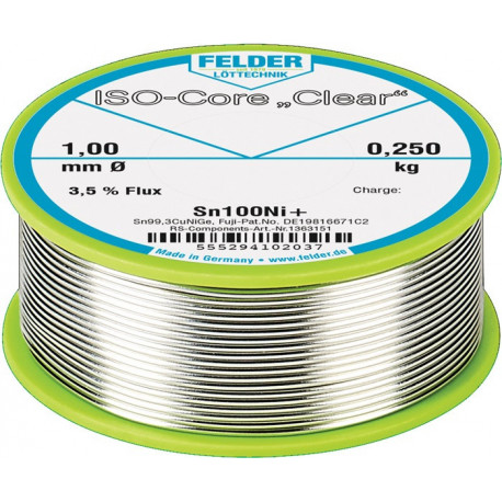 Fil d apport de soudure ISO-Core® Clear 1mm 100g Sn100Ni+ FELDER