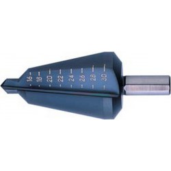 Foret perce-tôle de précision, acier rapide, revêtement TiAIN, Capacité de perçage : 3-14 mm, Taille 1, Long. totale 58 mm, Long. de la queue : 20 mm