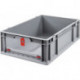 Conteneur de transport gerbable L600xl400xH170mm gris rouge PP avec plaque rabat