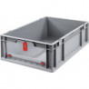 Conteneur de transport gerbable L600xl400xH170mm gris rouge PP avec plaque rabat
