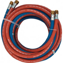 Tuyau de gaz autogène L.20m ID 6/9mm Epaisseur .5/3.5mm bleu/rouge