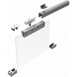 Système coulissant 73 80kg 2500mm EV1 anodisé.GLT 8/10mm complète.