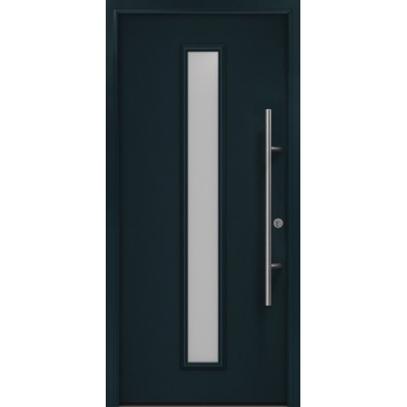Porte d'entrée en métal PRO anthrRAL7016 Satinato B1100mm H2100mm droite RC2 DIN EN1627 