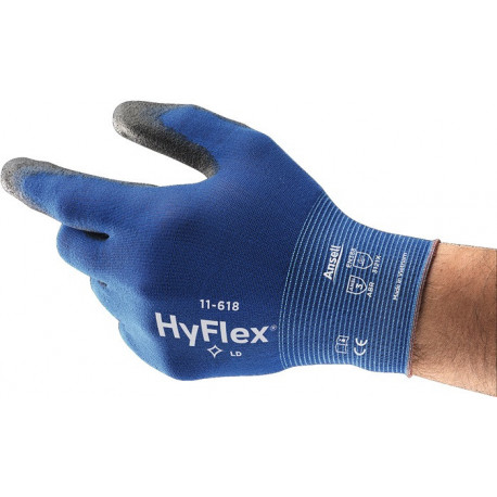 Gant HyFlex® 11-618 Taille 10 bleu/noir EN 388 PSA II Nyl.m.PU ANSELL (Par 12)