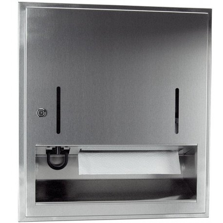 Distributeur d'essuie-mains pliable CWS 300 en acier inoxydable avec serrure à cylindre UP