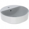 Vasque à poser Geberit VariForm ronde,avec plage de robinetterie, D:45cm, troude robinetterie au centre, Blanc
