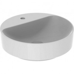 Vasque à poser Geberit VariForm ronde,avec plage de robinetterie, D:45cm, troude robinetterie au centre, sans trop-plein, Blanc