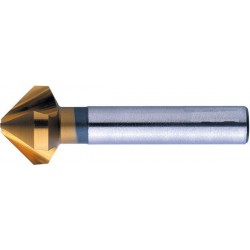 Fraise conique 90°, à chanfreiner et ébavurer, en acier à coupe rapide, DIN 335-C, revêtement TiN, Ø nominal : 15,0 mm, Plus petit Ø 3,2 mm