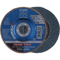 Disque à lamelles POLIFAN Z SG POWER STEELOX D. 125 mm granulation Z-60 conique (Par 10)