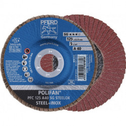 Disque à lamelles POLIFAN A SG STEELOX D. 125 mm granulation A-60 plat INOX cori (Par 10)